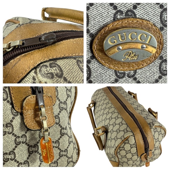 GUCCI Plus Beige Canvas/Tan Leather GG Monogram Boston Satchel Authenticated - Picture 10 of 16